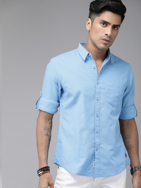 

Roadster Men Blue Regular Fit Solid Casual Shirt