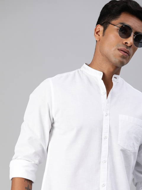 Men White Pure Cotton Casual Sustainable Shirt