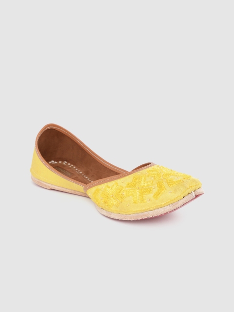 

Anouk Women Yellow Embroidered Mojaris