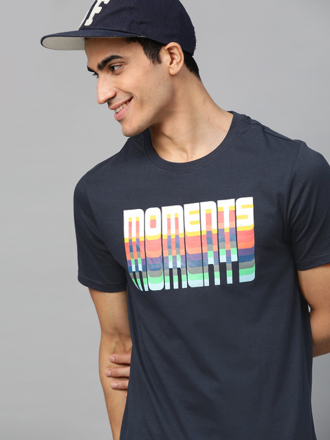

Mast & Harbour Men Navy Blue Printed Round Neck T-shirt