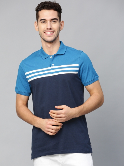 

Mast & Harbour Men Blue Colourblocked Polo Collar T-shirt