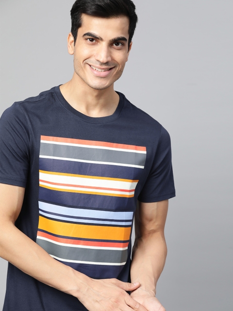 

Mast & Harbour Men Navy Blue & White Printed Round Neck T-shirt