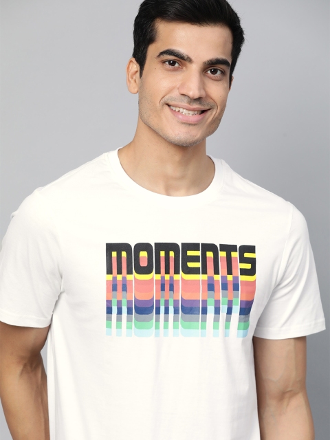 

Mast & Harbour Men White & Black Printed Round Neck T-shirt
