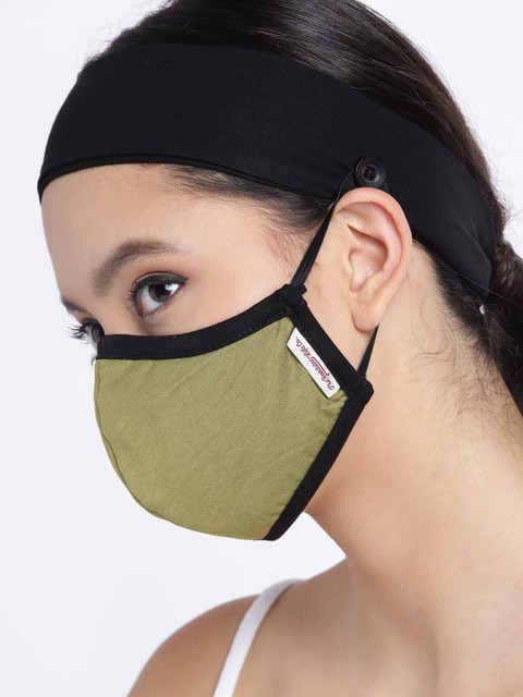 

Roadster Women Olive Green 3-Ply Reusable Anti-Microbial Outdoor Mask with Headband