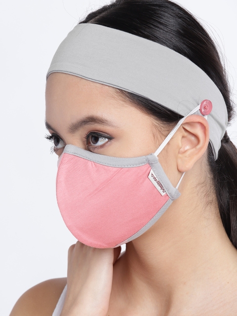 

Roadster Women Pink & Grey 3-Ply Reusable Anti-Microbial Outdoor Mask with Headband