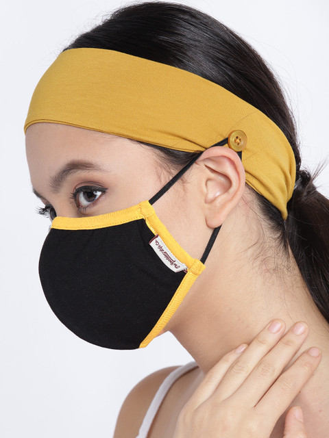 

Roadster Women Black 3-Ply Reusable Anti-Microbial Outdoor Mask with Headband