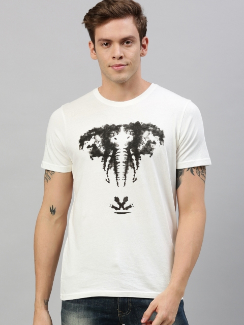 

WROGN x Animal Planet Men White Printed Slim Fit Round Neck T-shirt