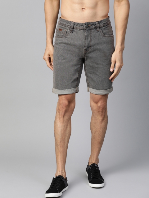 

Roadster Men Charcoal Grey Washed Regular Fit Denim Shorts