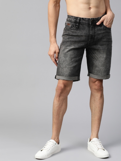 

Roadster Men Charcoal Grey Washed Regular Fit Denim Shorts