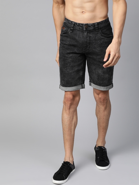 

Roadster Men Charcoal Grey Washed Regular Fit Denim Shorts