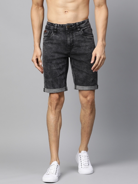 

Roadster Men Charcoal Grey Washed Regular Fit Denim Shorts