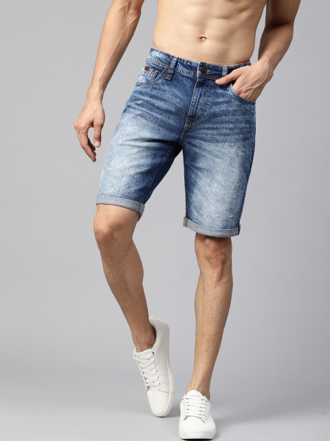 

Roadster Men Blue Washed Regular Fit Denim Shorts