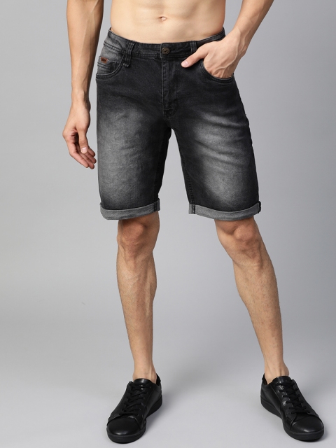 

Roadster Men Charcoal Grey Washed Regular Fit Denim Shorts