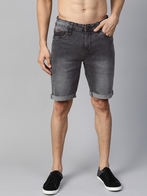 

Roadster Men Charcoal Grey Washed Regular Fit Denim Shorts