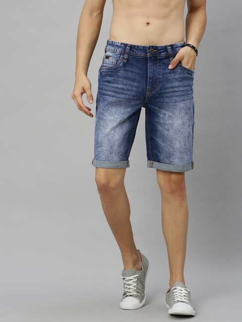

Roadster Men Blue Washed Regular Fit Denim Shorts
