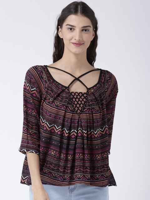 

Magzayra Women Multicoloured Striped A-Line Top, Multi