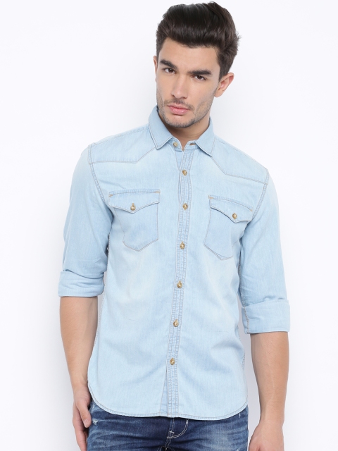 

Highlander Blue Washed Denim Slim Casual Shirt