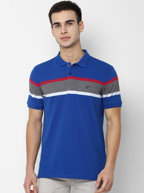 

Allen Solly Men Blue and Grey Colourblocked Polo Collar T-shirt