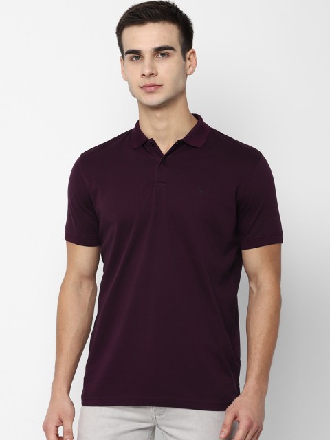 

Allen Solly Men Burgundy Solid Polo Collar T-shirt