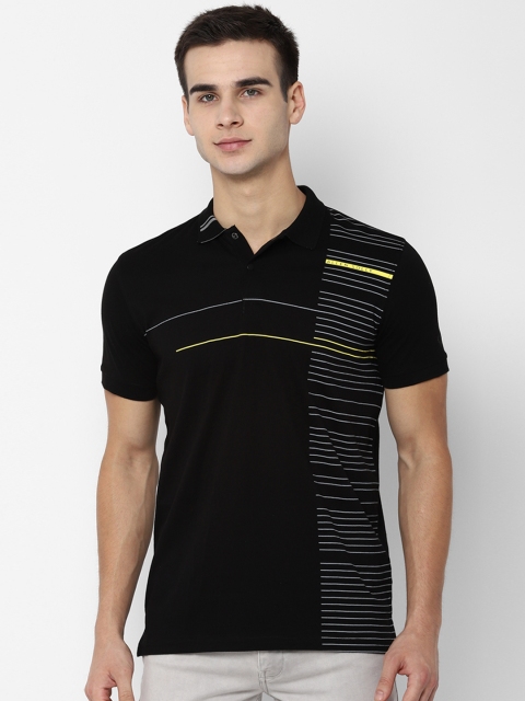 

Allen Solly Men Black Striped Polo Collar T-shirt