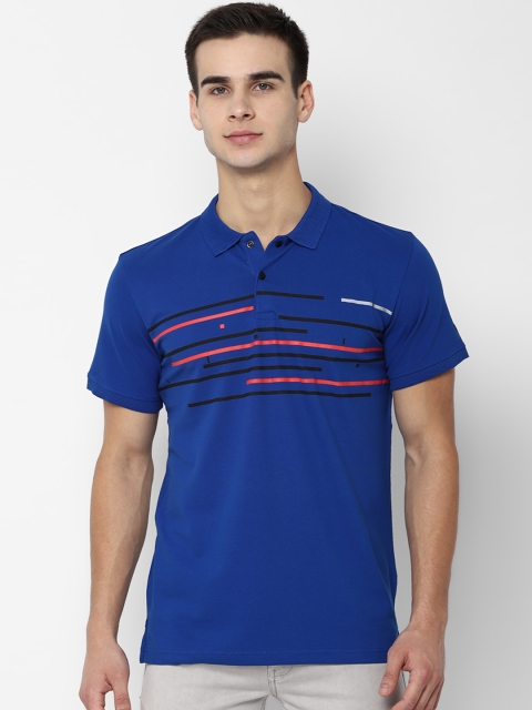 

Allen Solly Men Blue Striped Polo Collar T-shirt