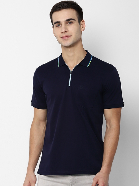

Allen Solly Men Navy Blue Solid Nautical Polo Collar T-shirt