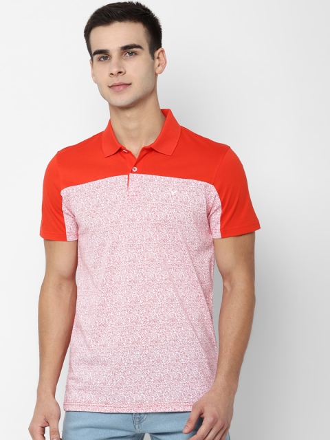 

Allen Solly Men Orange White Colourblocked Polo Collar Pure Cotton T-shirt