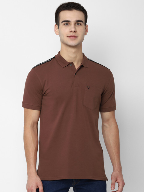 

Allen Solly Men Rust Brown Solid Polo Collar T-shirt