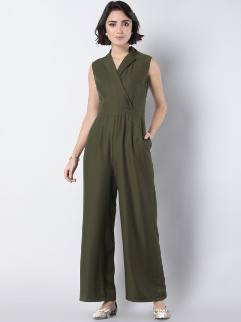 

FabAlley Women Green Solid Basic Jumpsuit
