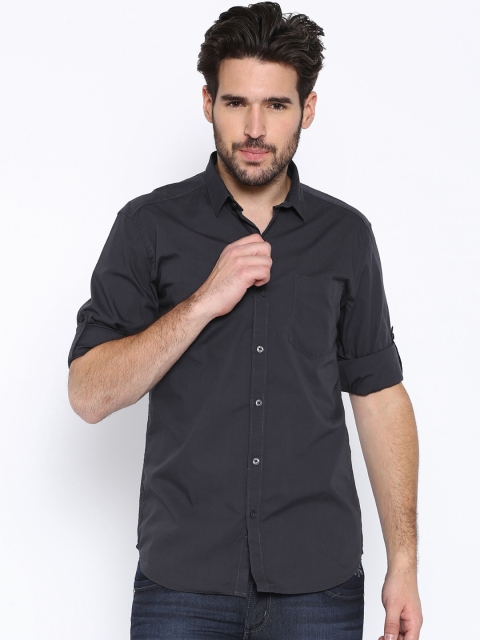 

Highlander Charcoal Grey Slim Fit Casual Shirt