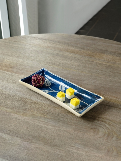

ellementry Blue Rectangluar Ceramic Tray