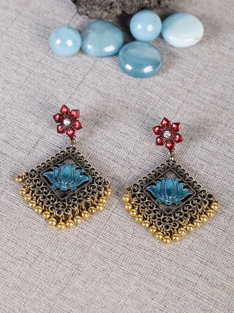 

Shining Diva Gold-Toned and Blue Contemporary Drop Earrings