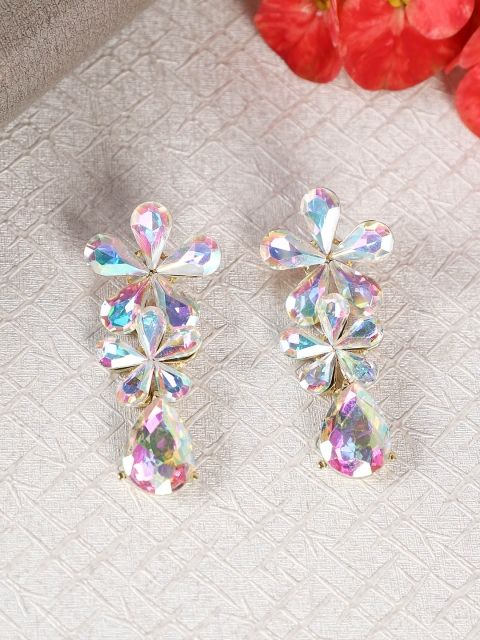 

Shining Diva Gold-Plated Contemporary Drop Earrings, Multi