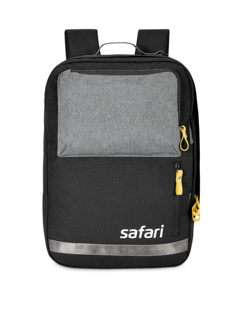 

Safari Unisex Black and Grey Brand Logo Backpack Cum Satchel