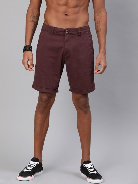 

Roadster Men Maroon Solid Regular Fit Chino Shorts