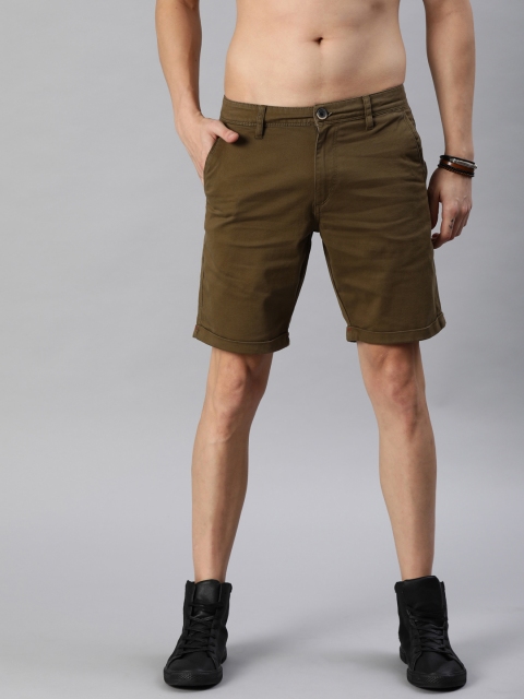 

Roadster Men Olive Brown Solid Regular Fit Chino Shorts