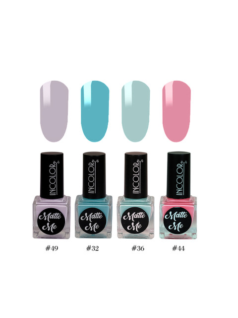 

INCOLOR Pack of 4 Matte Me Nail Paint 12 ml each, Multi