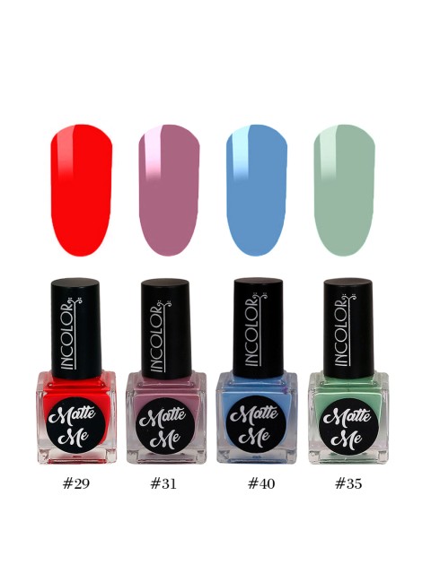 

INCOLOR Pack of 4 Matte Me Nail Paint 12 ml each, Multi