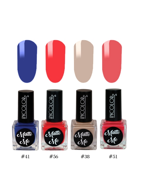 

INCOLOR Pack of 4 Matte Me Nail Paint 12 ml each, Multi