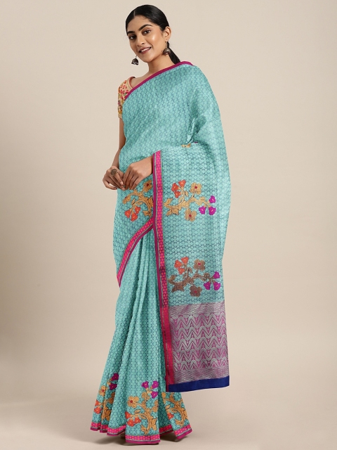 

The Chennai Silks Blue Organza Woven Design Banarasi Saree