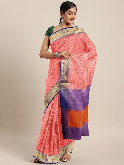 

The Chennai Silks Peach-Coloured Organza Woven Design Banarasi Saree