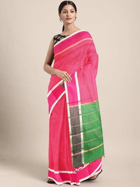 

The Chennai Silks Pink Striped Silk Cotton Saree