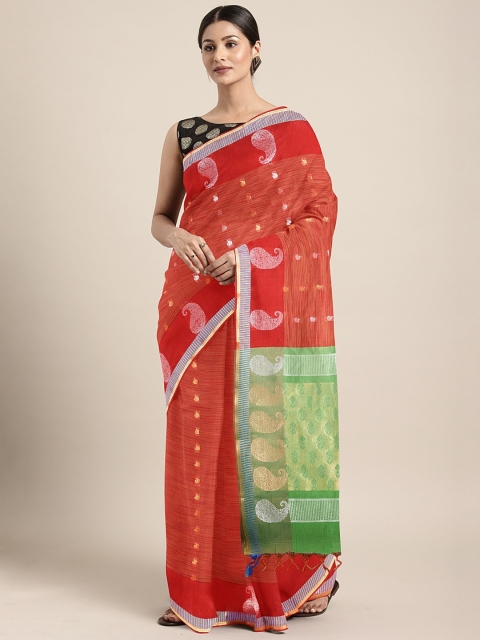 

The Chennai Silks Classicate Red & Golden Silk Cotton Woven Design Saree