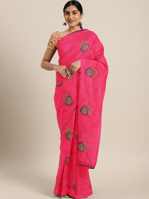 

The Chennai Silks Classicate Pink Embroidered Viscose Rayon Saree