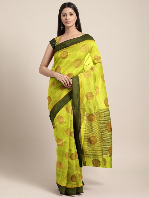 

The Chennai Silks Classicate Lime Green & Gold-Coloured Viscose Rayon Printed Saree