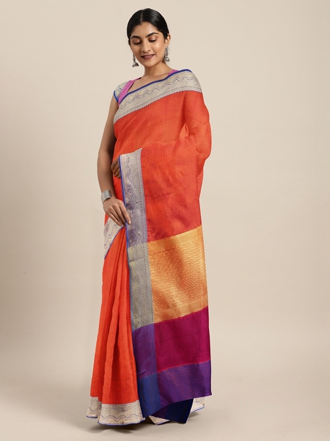 

The Chennai Silks Orange Organza Woven Design Banarasi Saree