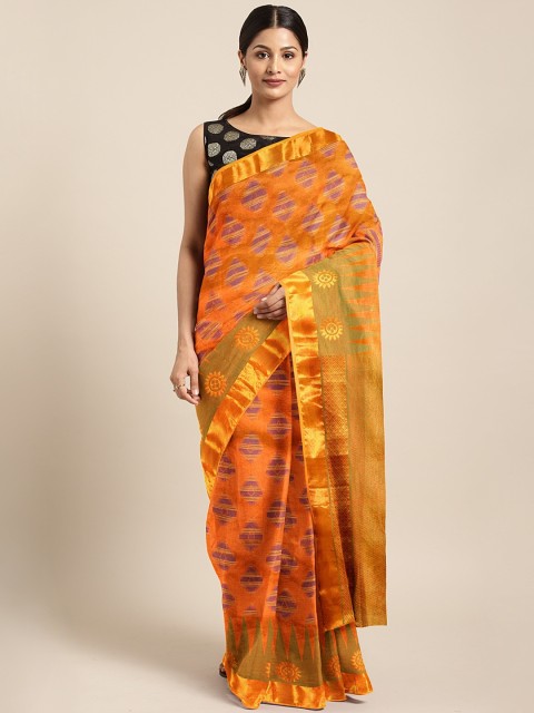 

The Chennai Silks Orange & Purple Organza Woven Design Banarasi Saree