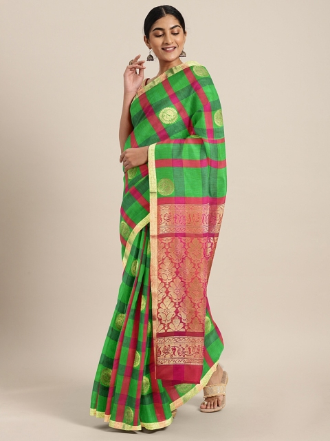 

The Chennai Silks Green & Magenta Silk Cotton Woven Design Saree