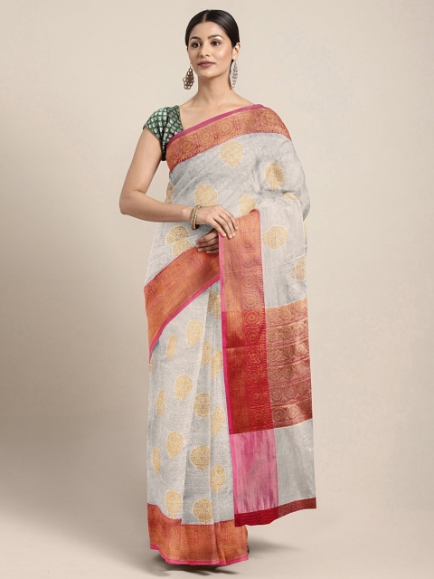 

The Chennai Silks Classicate Grey & Pink Organza Woven Design Banarasi Saree