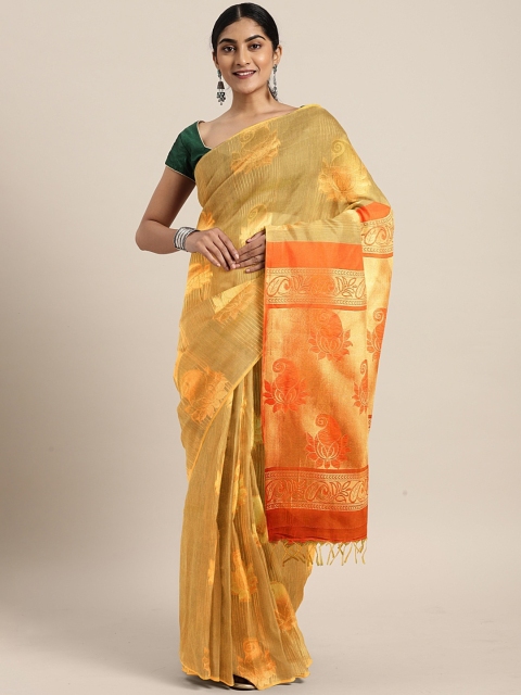 

The Chennai Silks Classicate Beige & Orange Silk Cotton Woven Design Saree